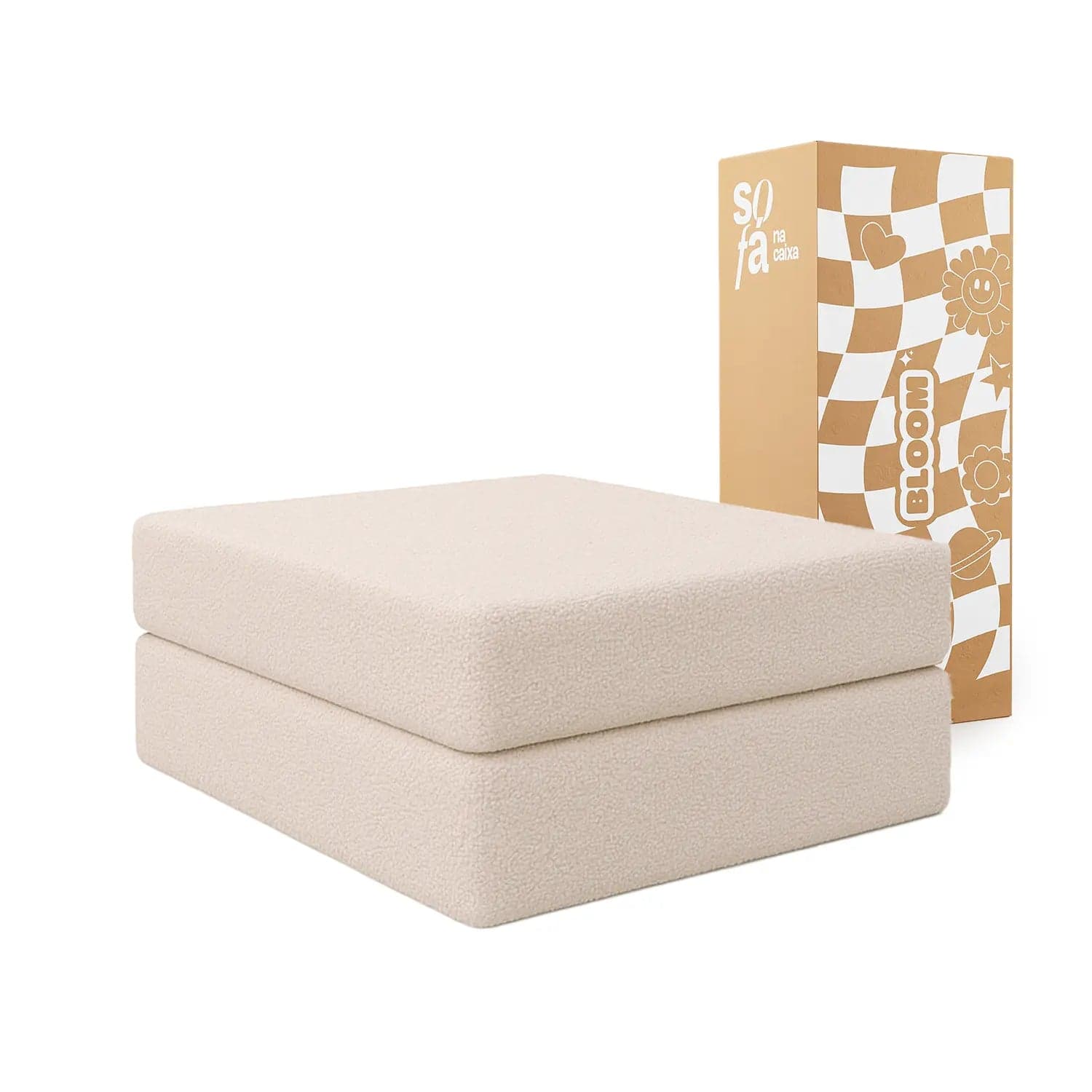 Chaise / Apoio de pé Sofá Cama Bloom Tecido Boucle Linho