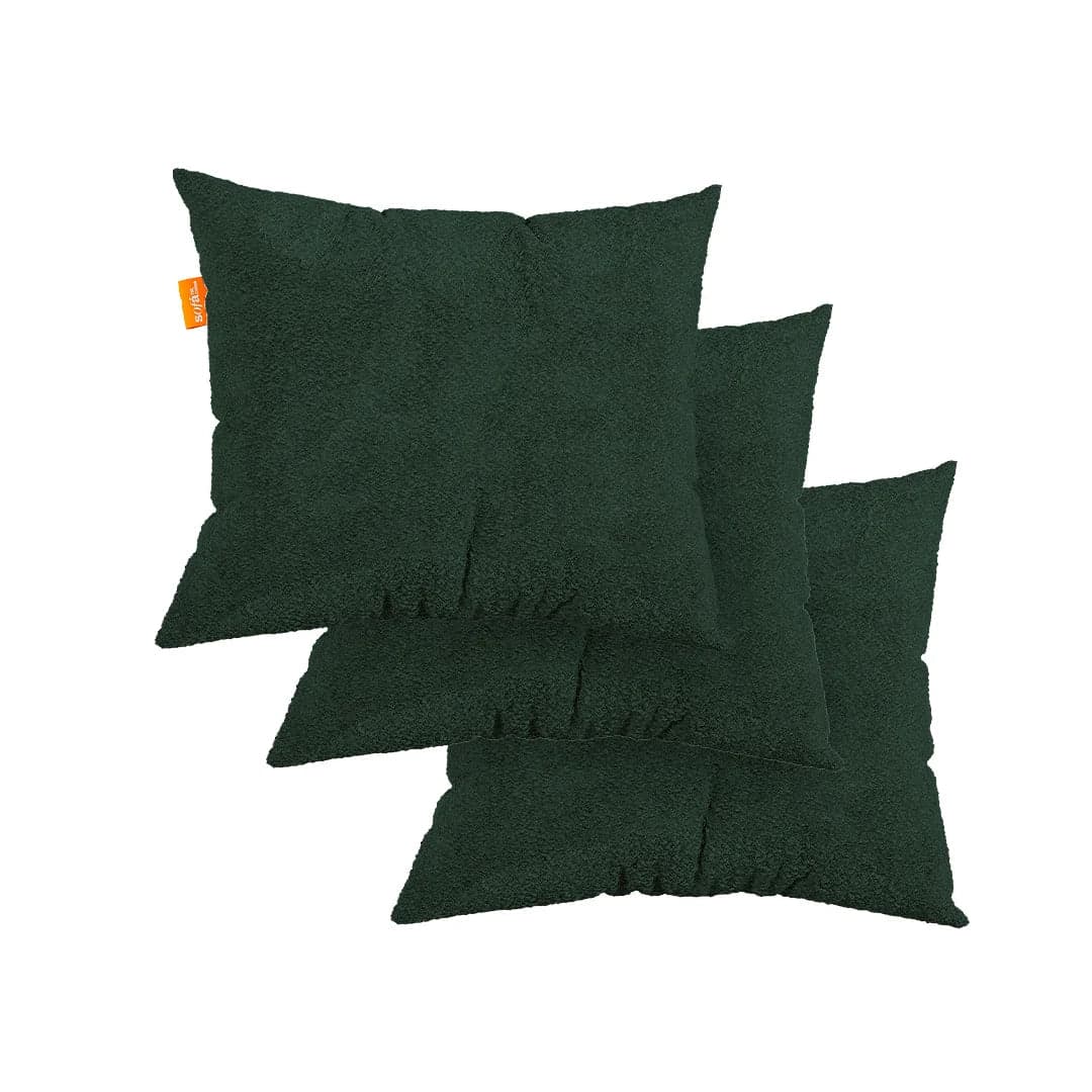Kit 3 Almofadas Tecido Bouclé - Cor Verde Musgo - 45x45cm