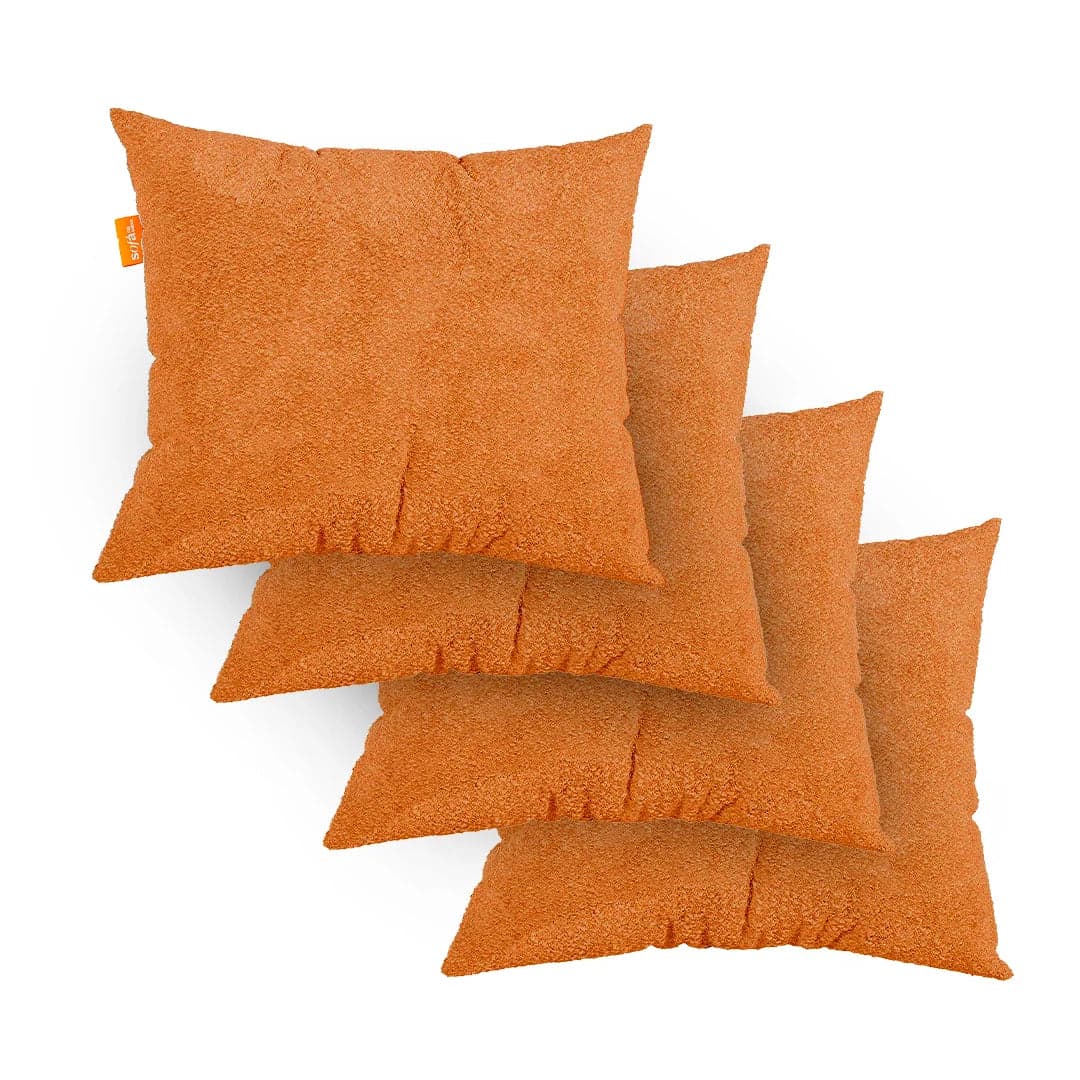 Kit 4 Almofadas Tecido Bouclé - Cor Laranja - 45x45cm