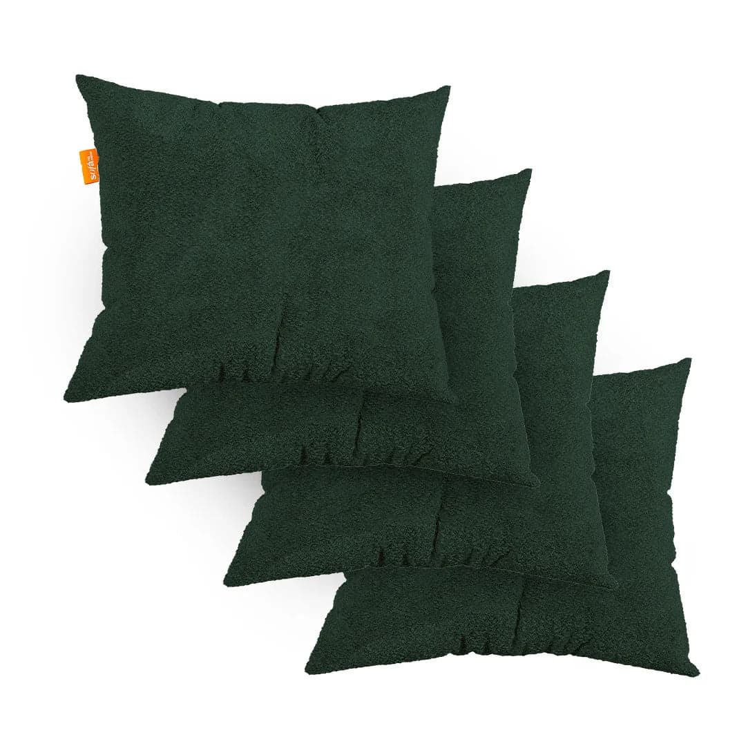 Kit 4 Almofadas Tecido Bouclé - Cor Verde Musgo - 45x45cm