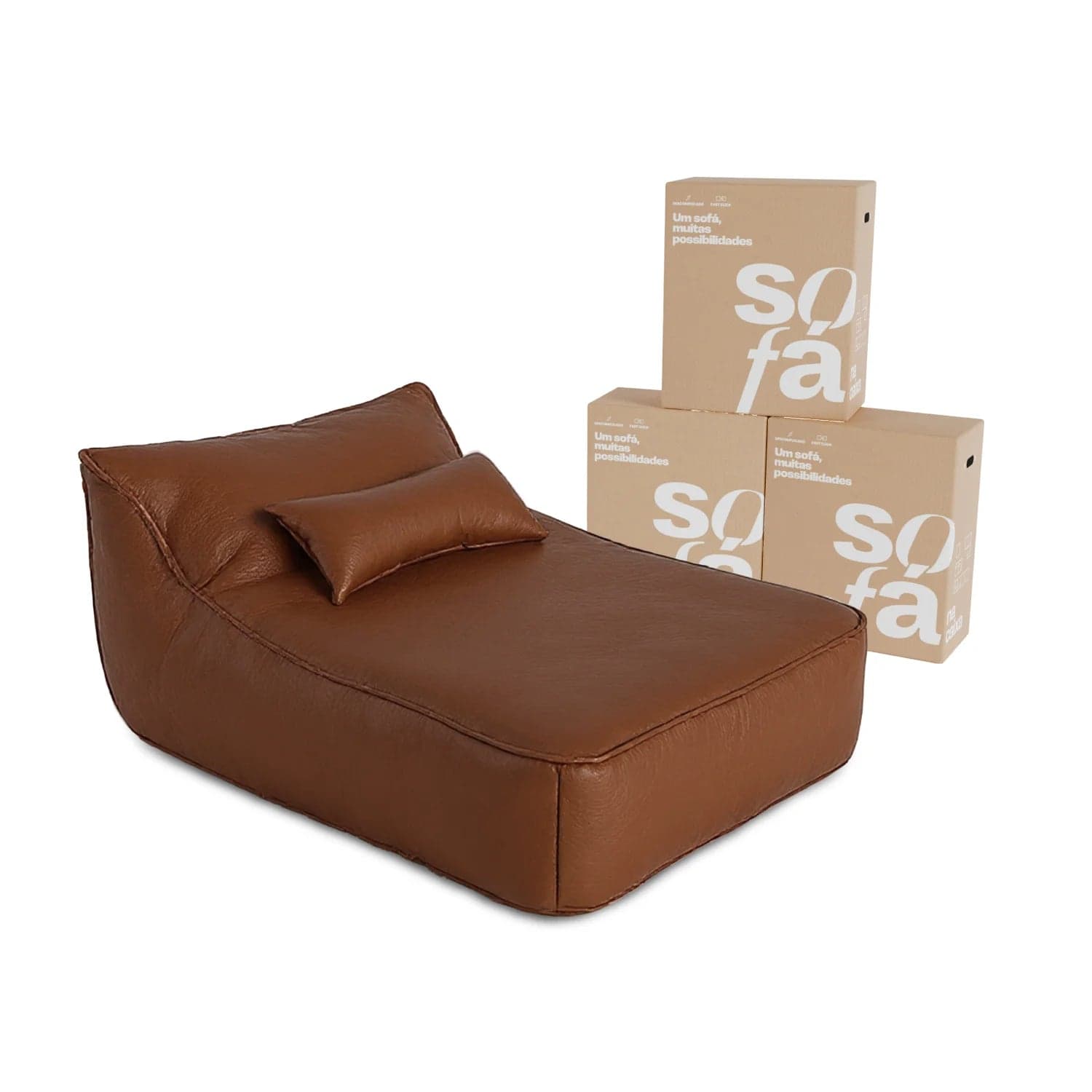 Poltrona Amaia Duni Poli-Couro Marrom