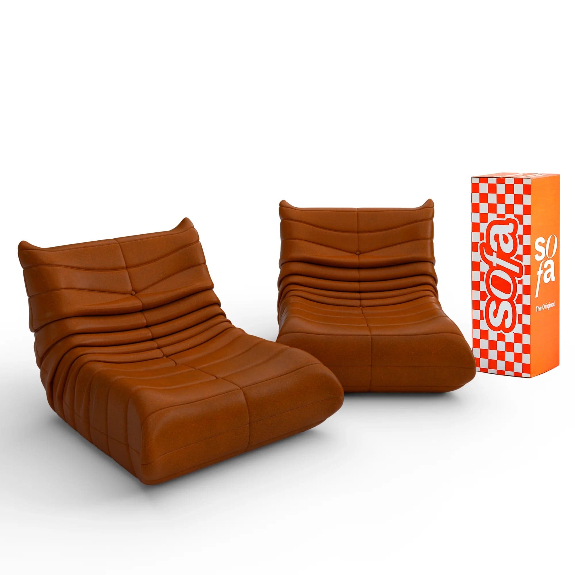 Poltrona Design 1973 Courino Marrom 2 unidades Sofá na caixa