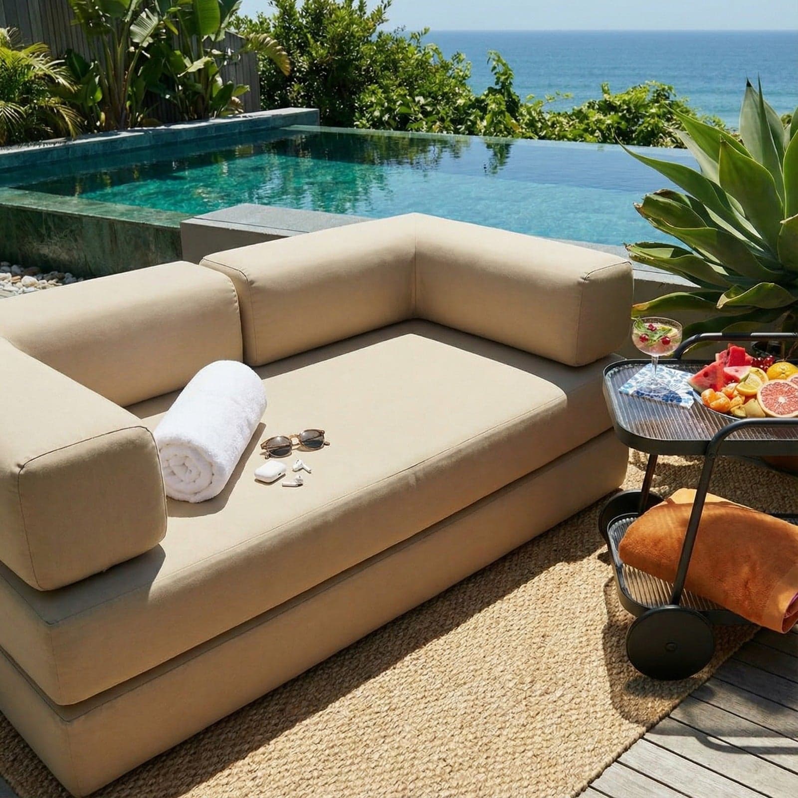 Sofá Cama Bloom Área Externa Tecido Linho - Sofá na Caixa