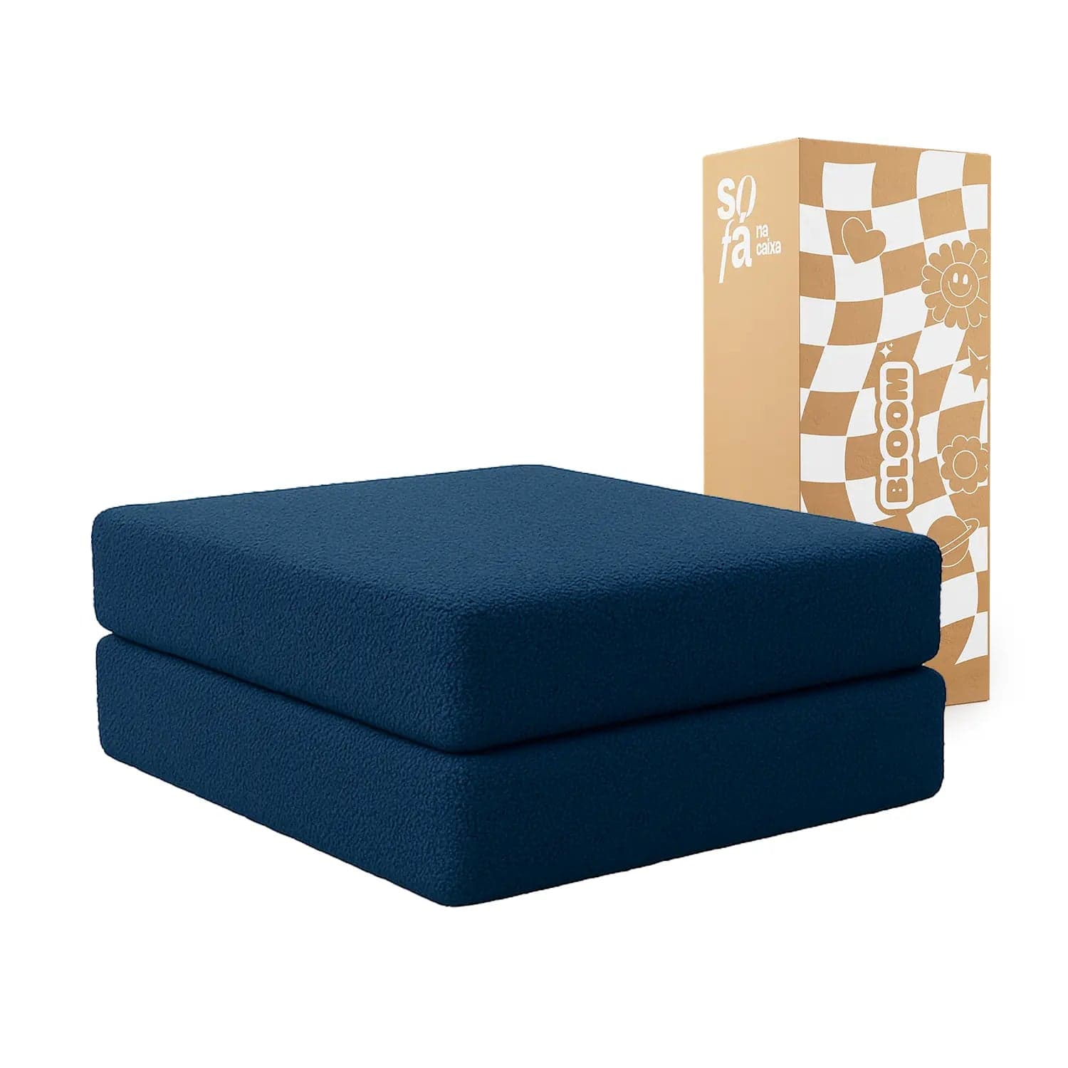 Chaise / Apoio de pé Sofá Cama Bloom Tecido Boucle Azul