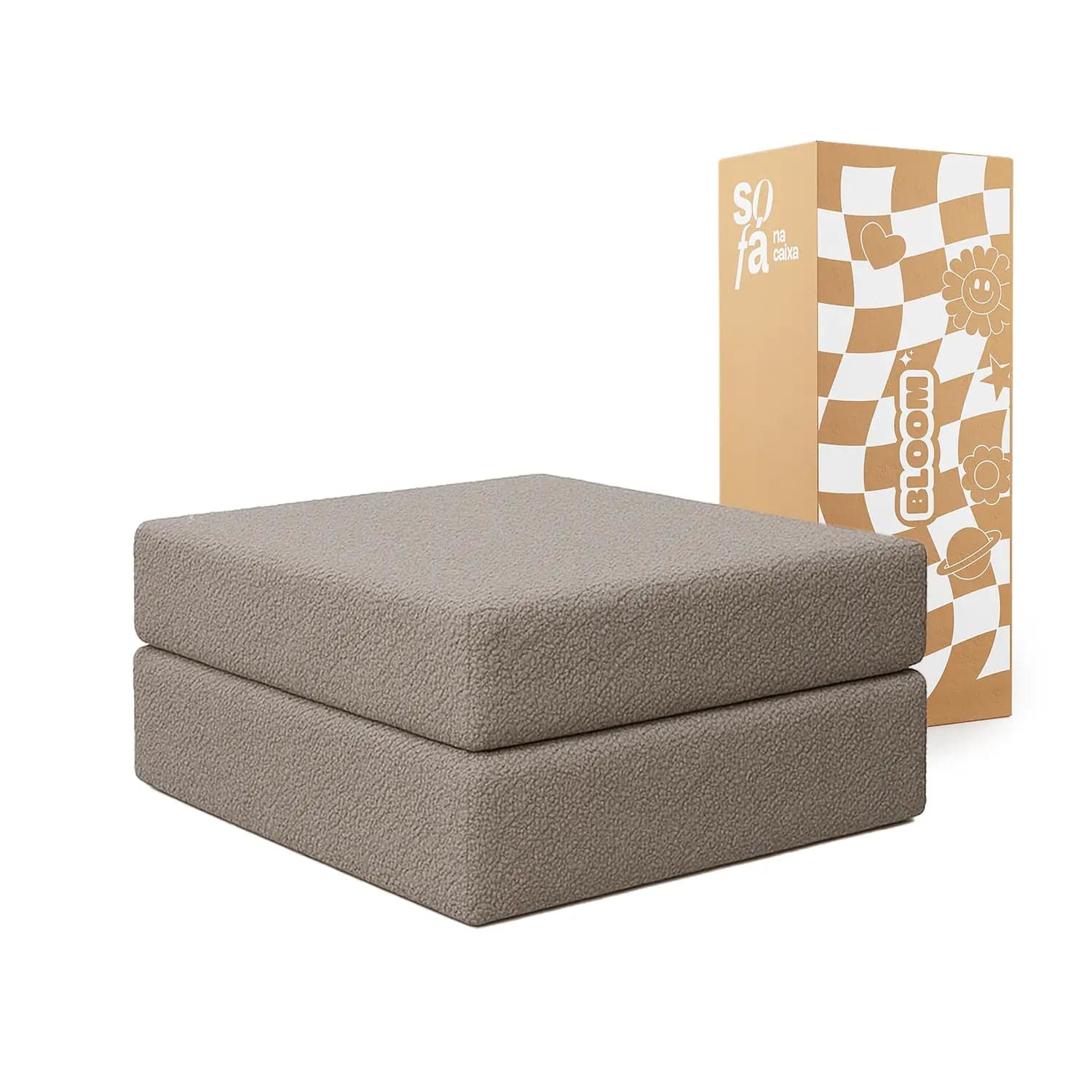 Chaise / Apoio de pé Sofá Cama Bloom Tecido Boucle Cinza