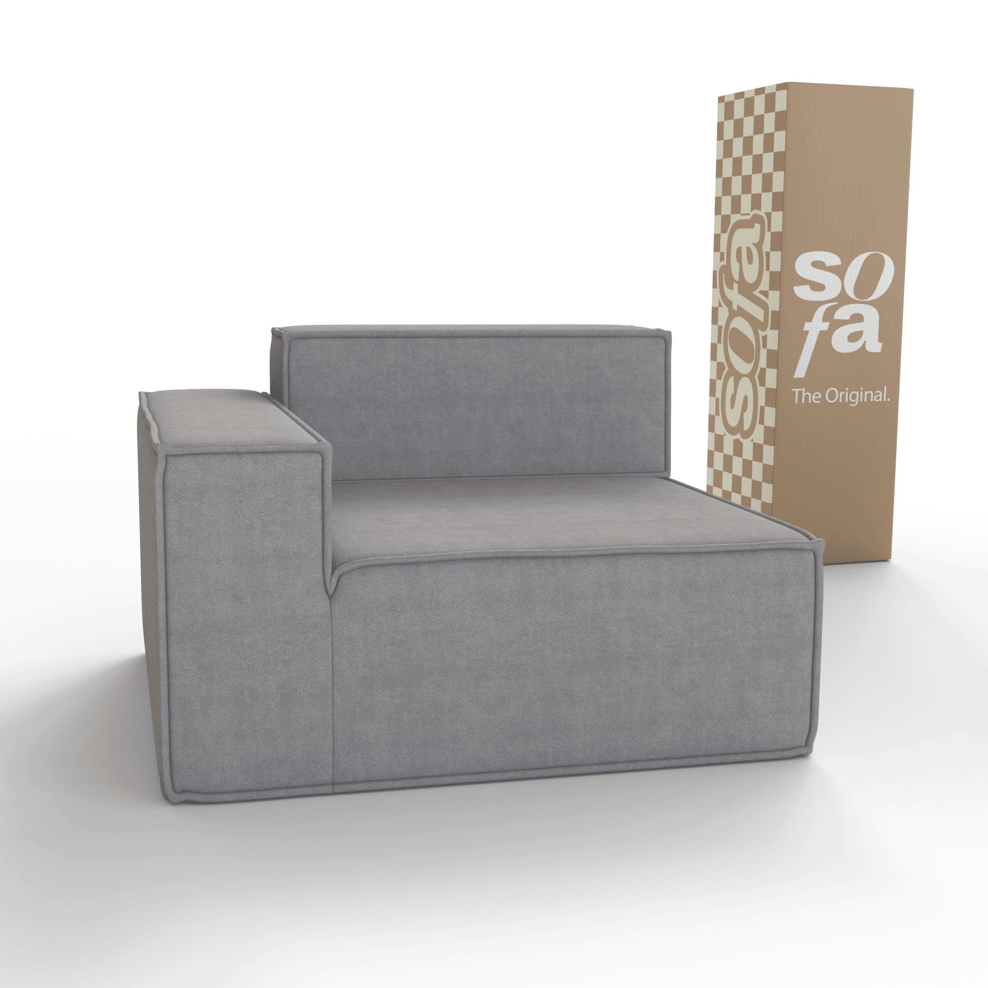 Sofá Modular Pelion 1 lugar Canto em L Esquerdo Boucle - Cinza