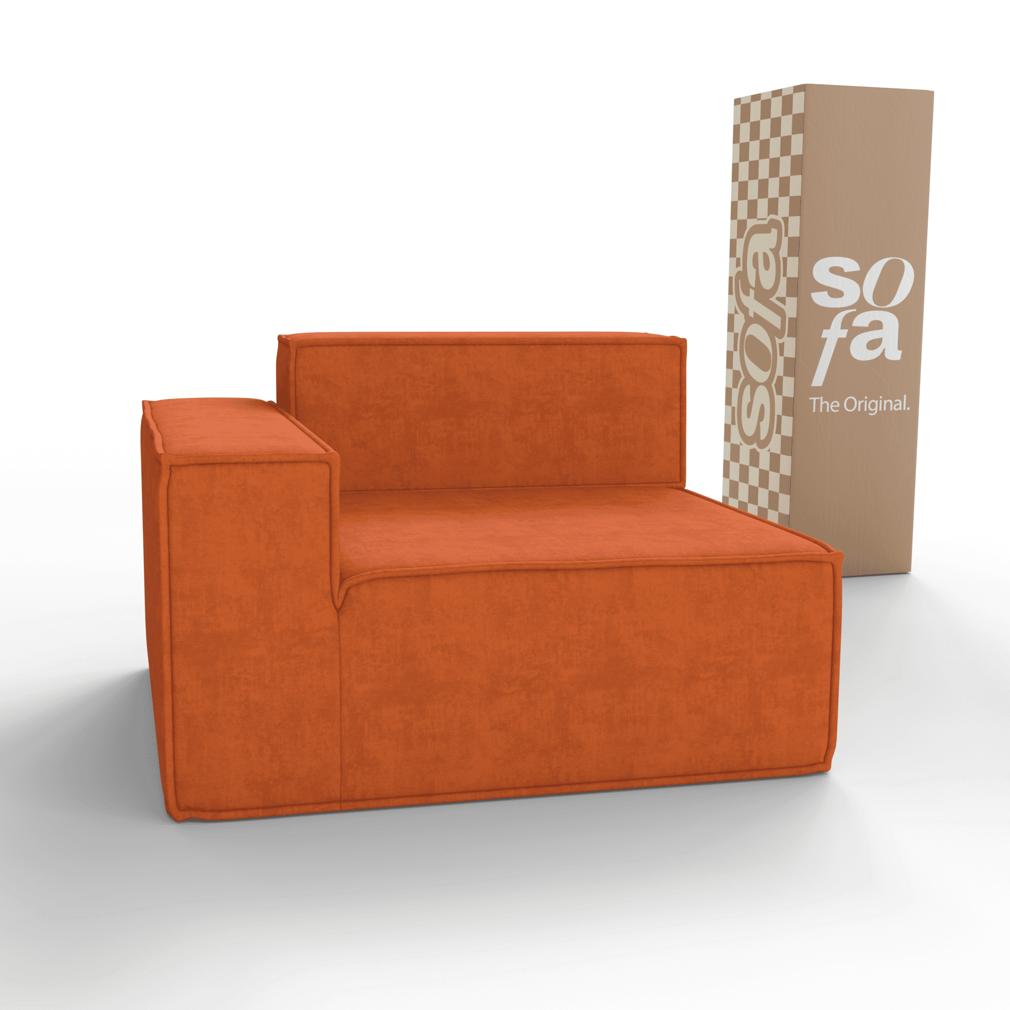 Sofá Modular Pelion 1 lugar Canto em L Esquerdo Boucle - Laranja