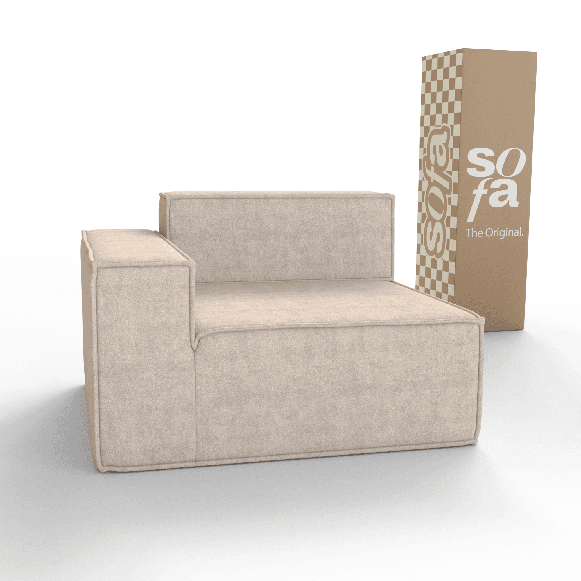 Sofá Modular Pelion 1 lugar Canto em L Esquerdo Boucle - Linho