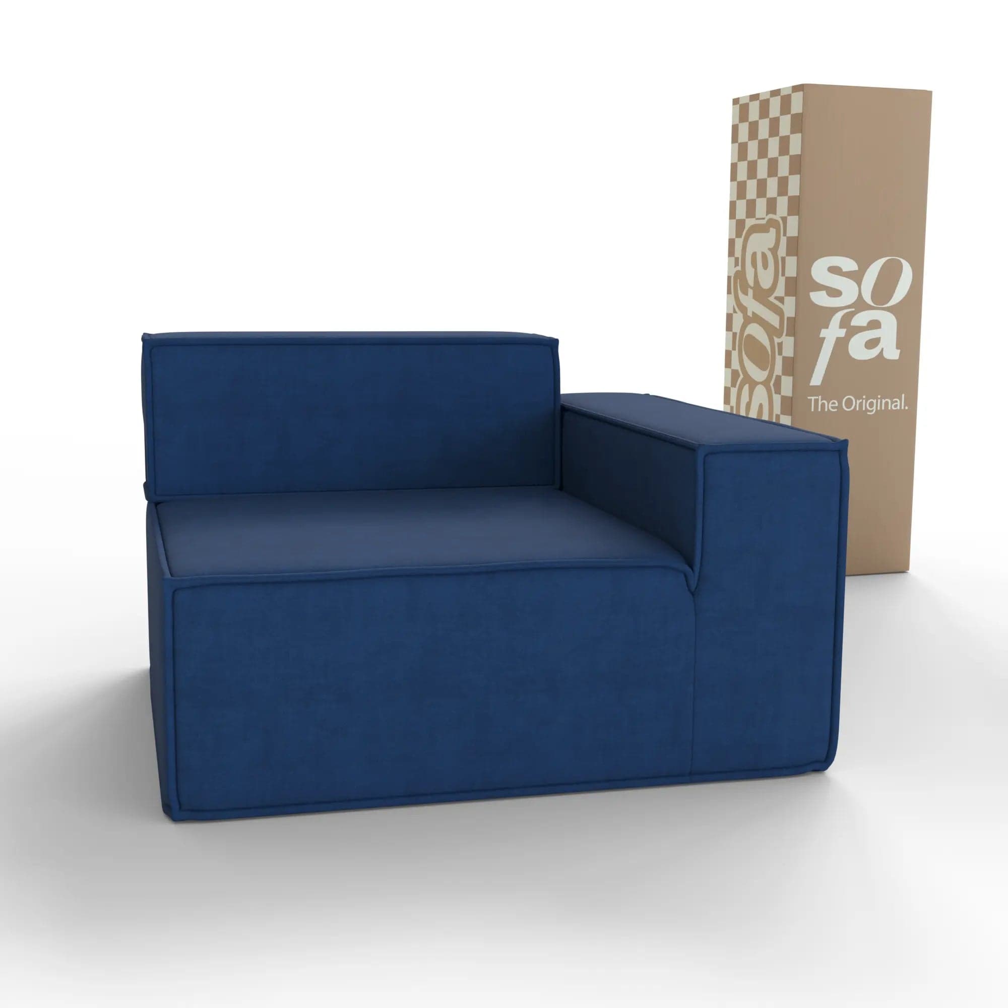 Sofá Modular Pelion 1 lugar Canto em L Direito Boucle - Azul