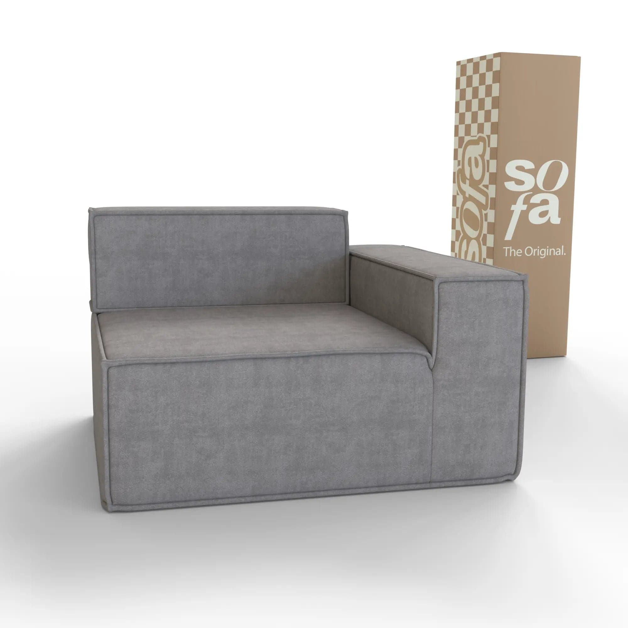 Sofá Modular Pelion 1 lugar Canto em L Direito Boucle - Cinza