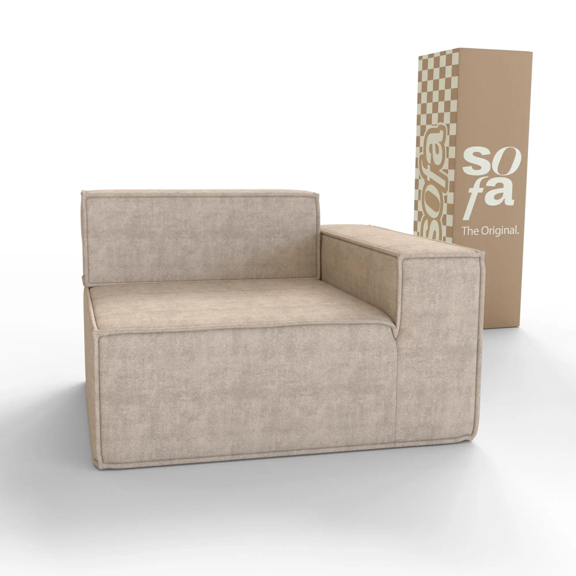 Sofá Modular Pelion 1 lugar Canto em L Direito Boucle - Linho