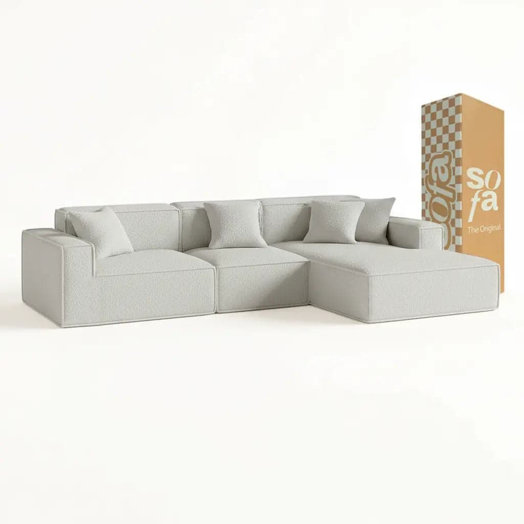 Sofá Modular Pelion 3 Lugares com 1 Chaise - Cinza