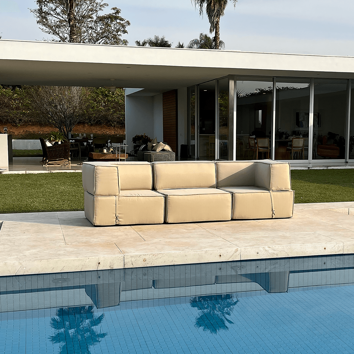 Lounge Zimma com 3 Módulos Linho