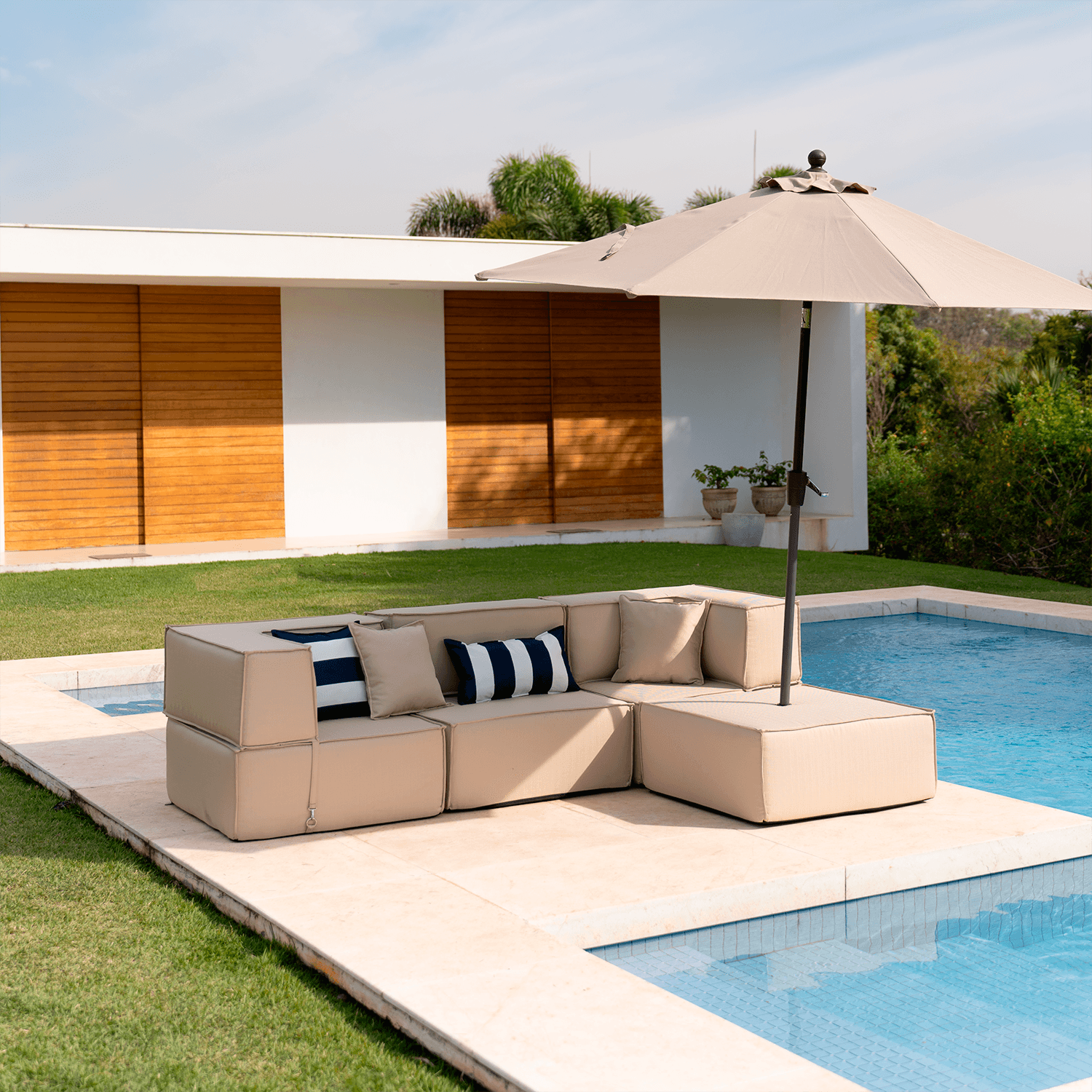 Lounge Zimma com 4 Módulos Linho