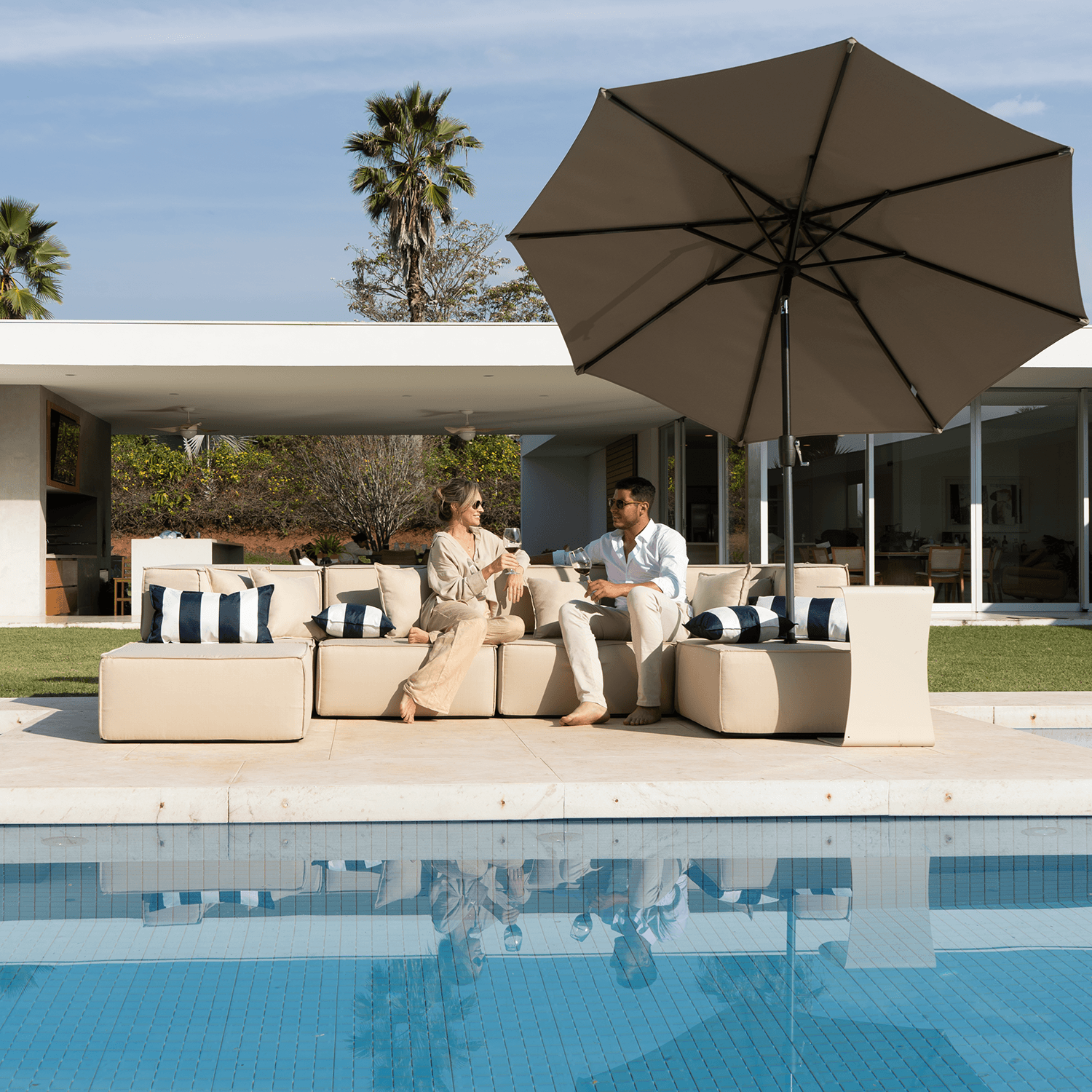 Lounge Zimma com 6 Módulos Linho