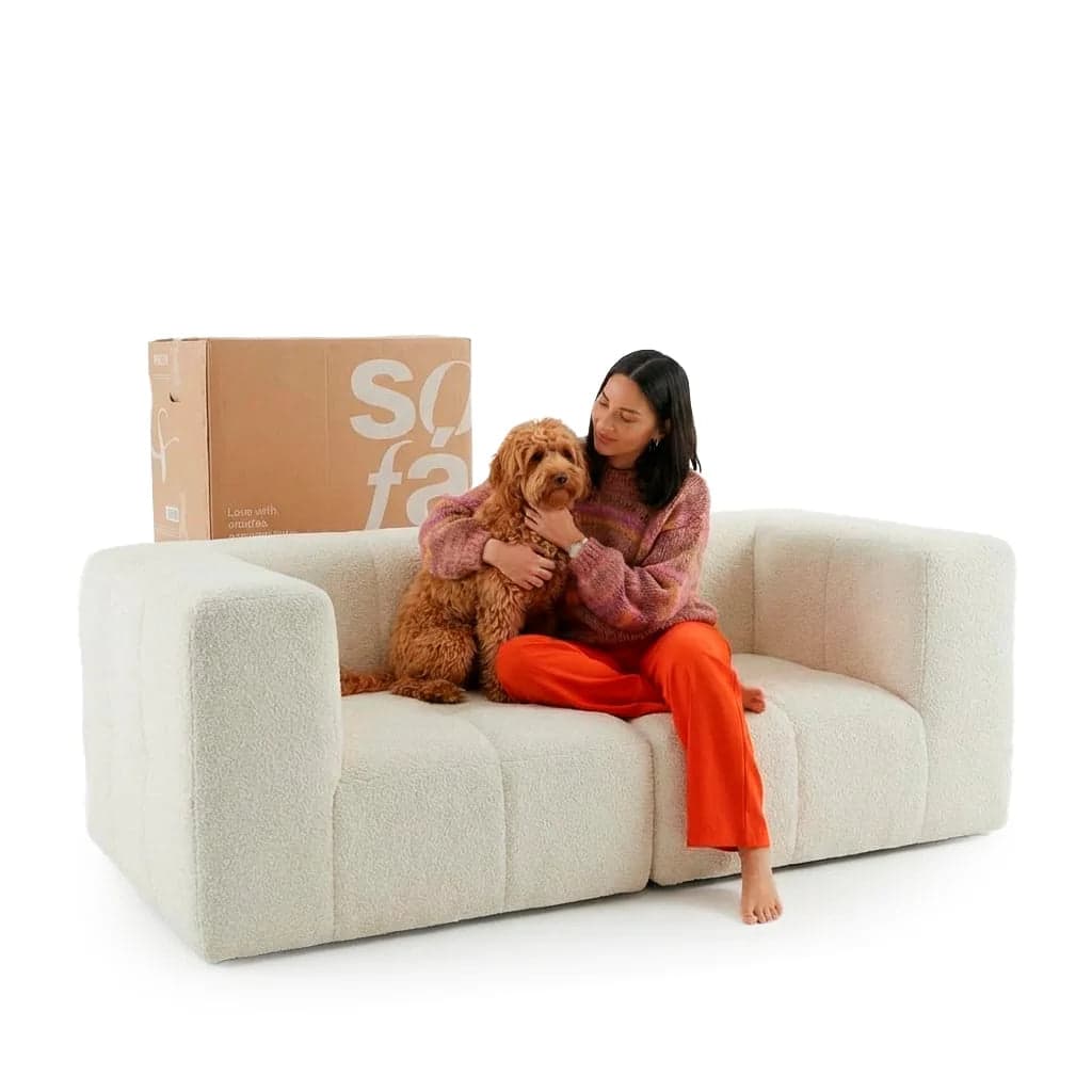 Sofá na Caixa modular 2 lugares em Boucle - Linho