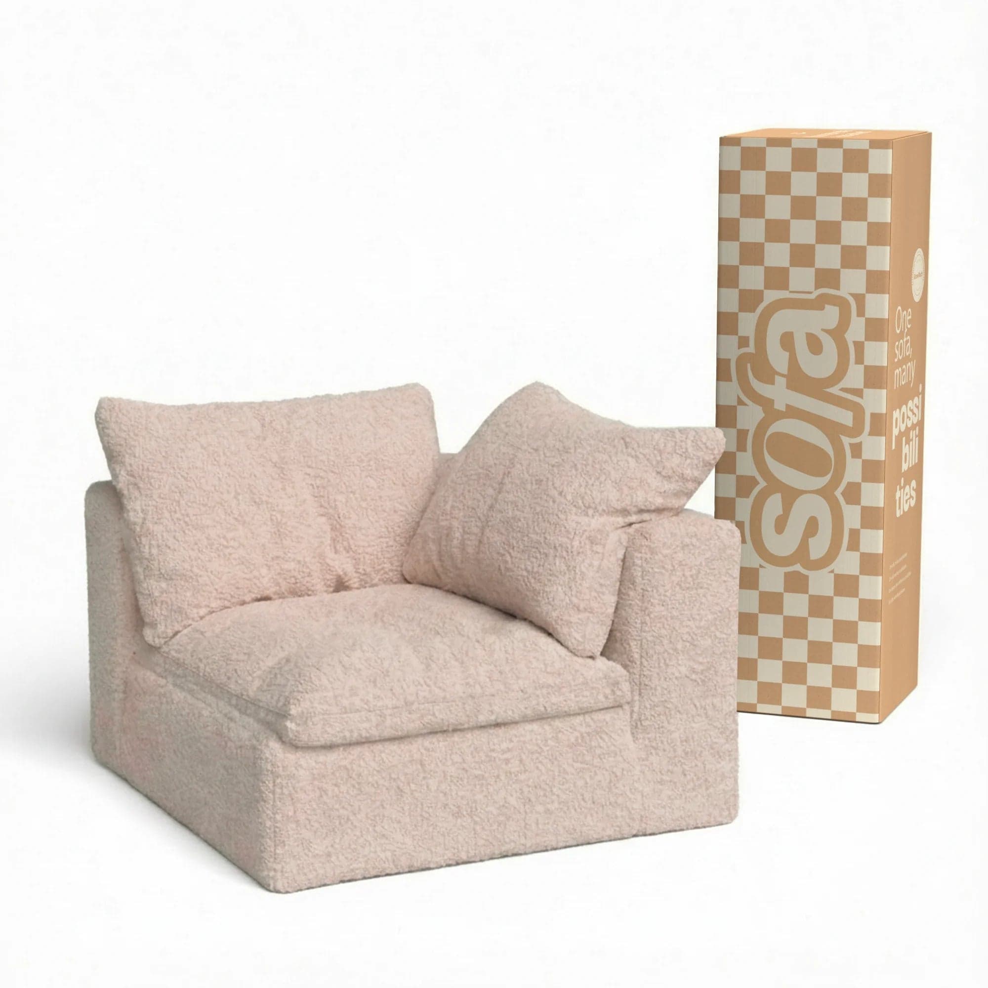 Sofá na Caixa modular Sienna 1 lugar Canto em L Esquerdo Boucle - Bege Areia