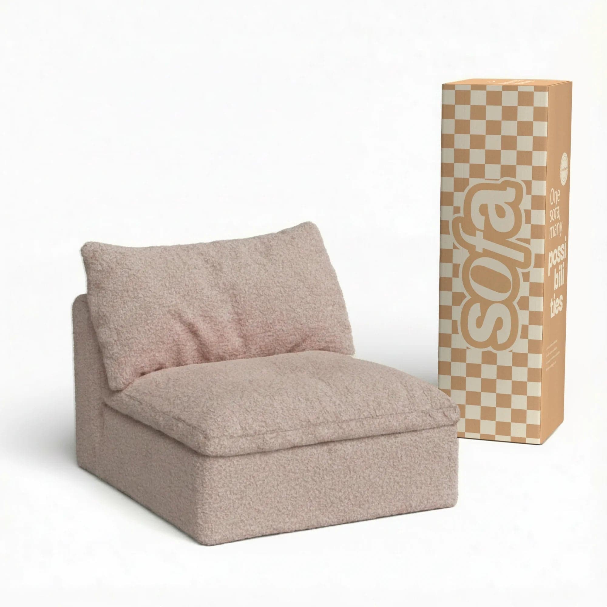 Sofá na Caixa modular Sienna 1 lugar Poltrona em Boucle - Bege Areia