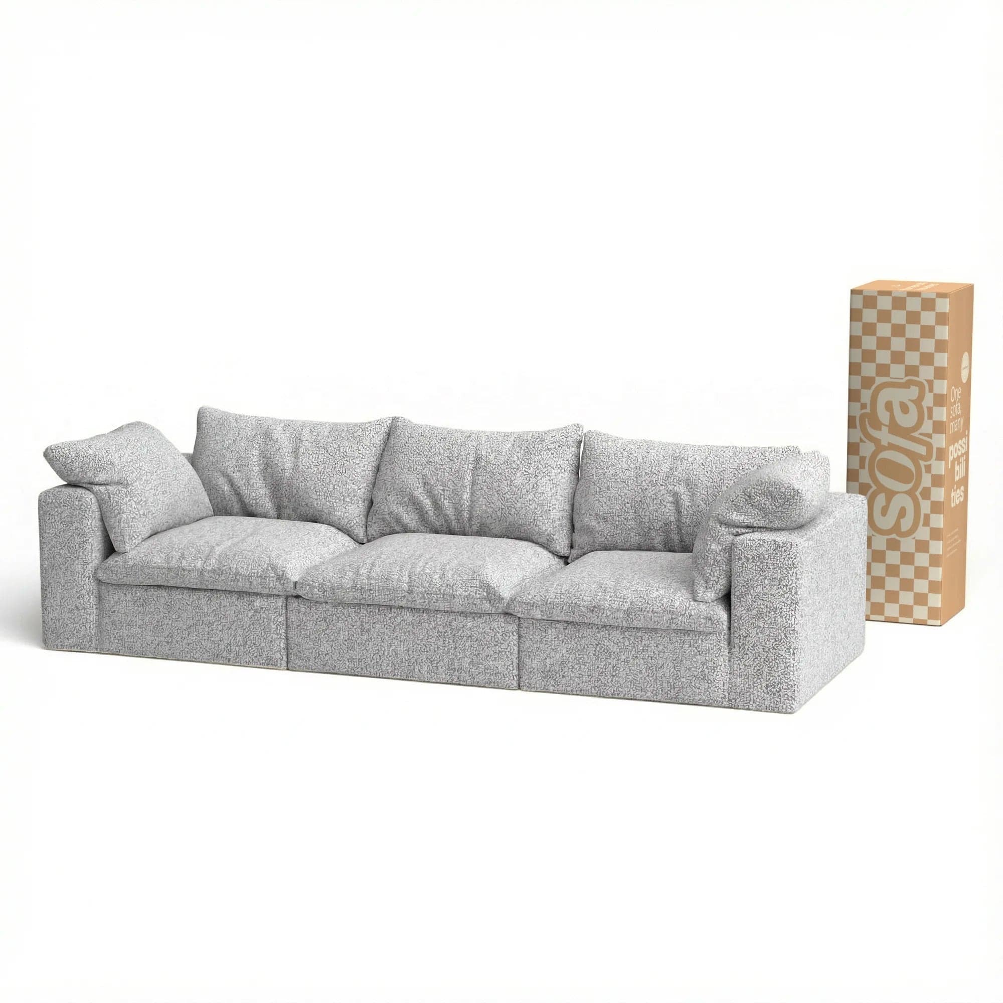 Sofá na Caixa modular Sienna 3 lugares em Boucle - Cinza Granito