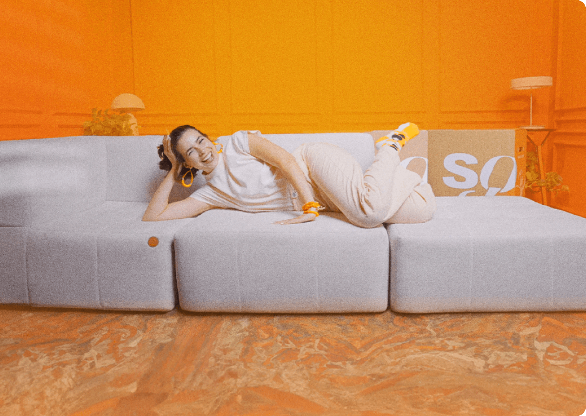 FAQ Sofá na Caixa modular Sienna 2 lugares em Boucle - 1 Braço com Apoio - Off-White